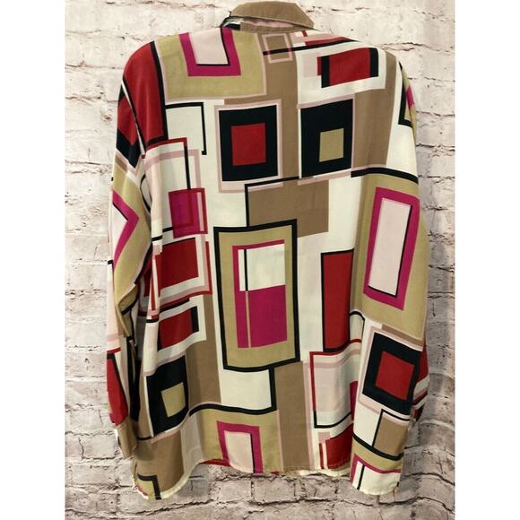 Carolina Bay Shirt Womens 22W Pink Satin Retro Button Up Long Sleeve Plus Size - Picture 10 of 12